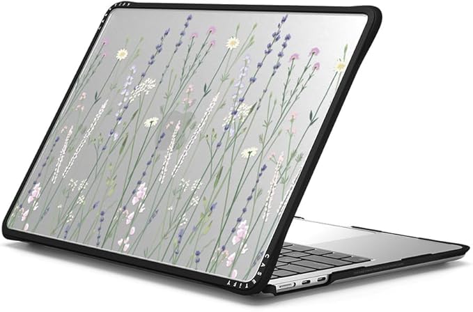 CASETiFY Impact MacBook Air 13.6" (M2-M4) Case [Cushioned Impact Corners/Scratch-Resistant/Anti-Slip Grip] - Gigi Garden Florals - Clear Black