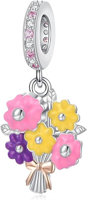 Birthday Fashion Love Heart Dangle Charm 925 Sterling Silver Charms fits Bracelets and Necklace Pendant Bead Charms Jewelry Present for Women Family Friends