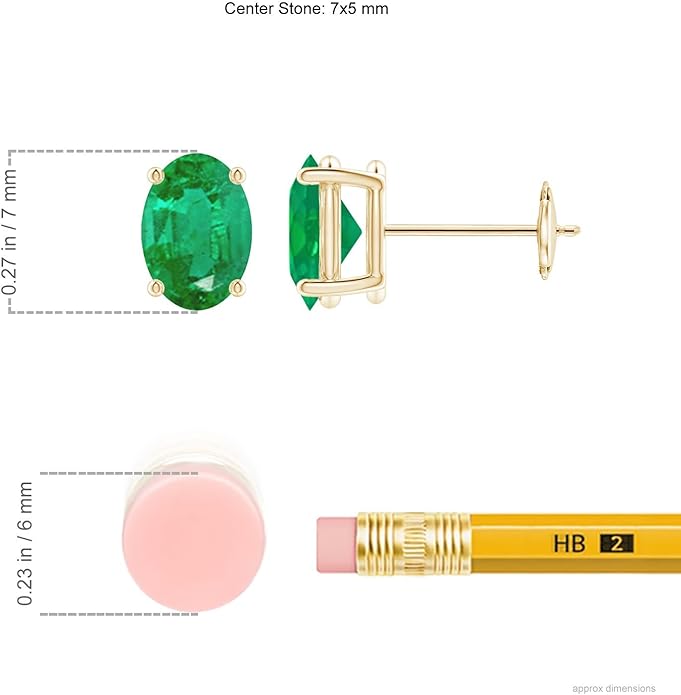 ANGARA Natural Emerald Earrings for Women | Oval Shape Emerald Classic Earrings in 14K Solid Gold/Platinum | May Birthday, Anniversary, Gemstone Jewellery Gift