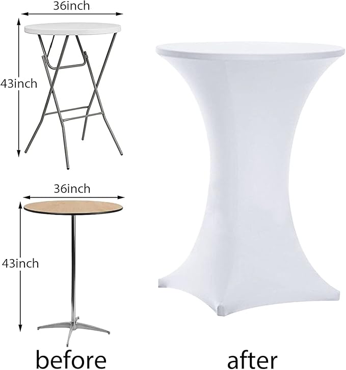 Tina 36x43 Cocktail Spandex Stretch Square Corners Tablecloth White