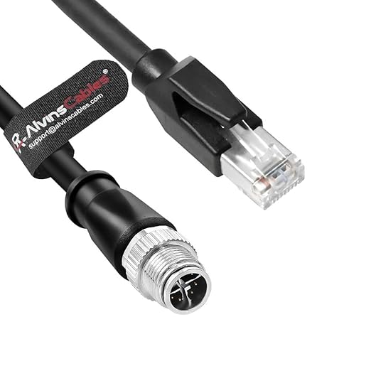 Alvin's Cables M12 X Coded 8 Pin Male to RJ45 Shielded Ethernet Cable M12 8 Position Cat6a Cable for Cognex Industrial Camera 15M/49.2ft