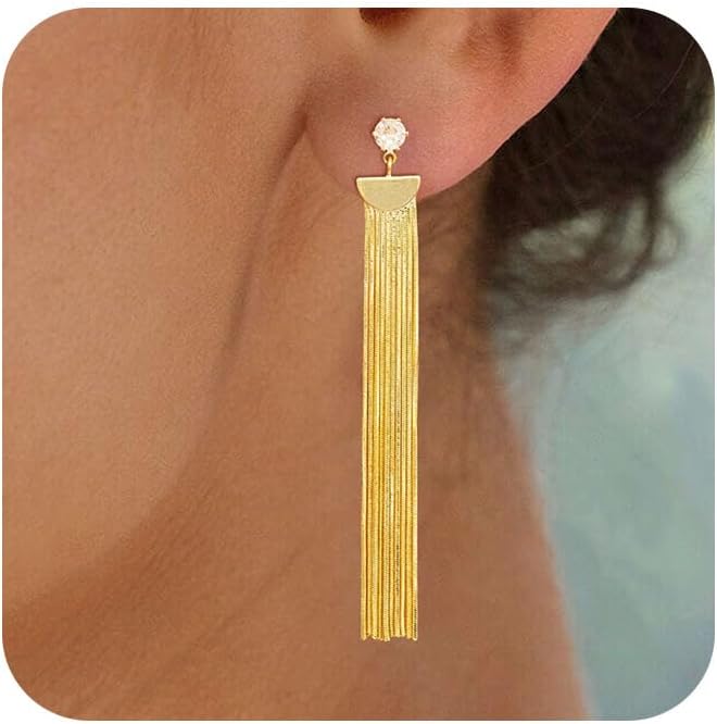 Gold Earrings for Women Trendy, Simple Dainty 14K Gold Plated Paperclip Square Chain Link Dangle Hoops Earrings Pin Stud Huggie Earrings Lightweight Hypoallergenic Minimalist Aesthetic Gold Jewelry for Christmas Gifts