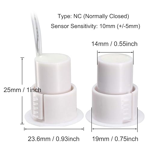 Magnetic Reed Switch RC-36 NC Recessed Wired Window Door Contact Sensor for Home Security and Burglar Alarm Systems 5 Pcs