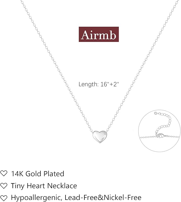 Cute Heart Necklace for Women Gold/Silver Plated Heart Pendant Choker Necklaces Tendy Love Heart Chain Necklace Dainty Gold/Silver Necklace Jewelry Gifts for Women