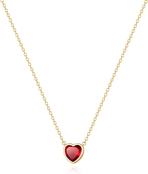 Zeffy Cute Heart Necklace 18k Gold/Silver Plated Tiny Heart Pendant Choker Necklaces Gold Love Heart Chain Necklace for Women Dainty Gold Jewelry Valentines Day Gifts for Women Girls Teen Girls