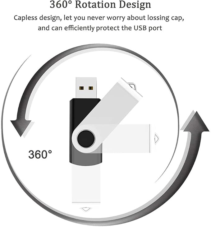 5 Pack 32GB USB Flash Drive with Type C Adapter and Storage Box USB 2.0 High Speed Metal Pen Drive 360° Rotatable Storage Memory Stick for Phone/Pad/PC/Laptop/Android - Black(5-Pack 32GB)