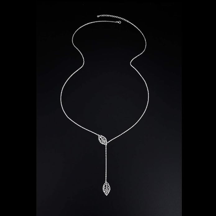 Long Necklace Sterling Silver Larait Bar Y Lariat Long Chain Drop Adjustable Necklace Gift for Her, 30"