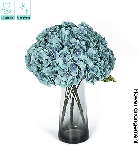 Kimura's Cabin 2Bouquets Fake Flowers Vintage Artificial Silk Hydrangea Flowers Bouquets 10Heads for Home Table Centerpieces Wedding Party Decoration (Acid Blue, Pack of 2)