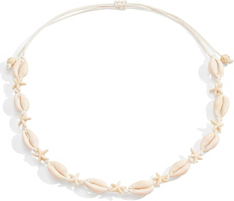 Nackiy Handmade Sea Shell Necklace for Women Summer Adjustable Natural Shell Collar Necklace