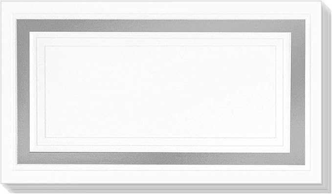 PaperDirect White Cover Stock Place Cards with Silver Foil Border, 100-Pack
