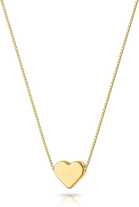 Zeffy Dainty Gold Heart Necklace for Women Trendy 14K Gold/Silver Plate Cute Heart Pendant Choker Necklaces Gold Love Heart Chain Necklace for Women Dainty Gold Jewelry Gifts for Women