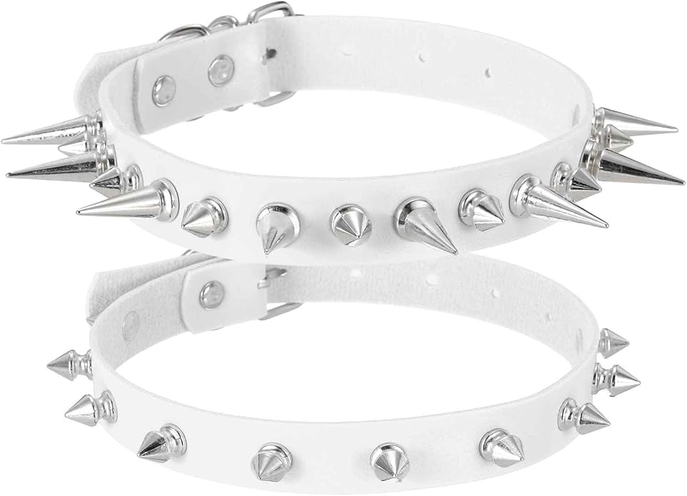 MECCANIXITY Spiked Chokers, Metal Spike Studded Link Leather Collar Chokers Necklace with Spikes Gothic Jewelry Accessories