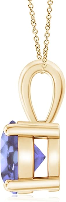 Angara Natural Tanzanite Solitaire Pendant for Women | Round Tanzanite Solitaire Pendant Necklace in 14K Solid Gold/Silver/Platinum With 18" Chain | December Birthday, Gemstone Jewelry Gift