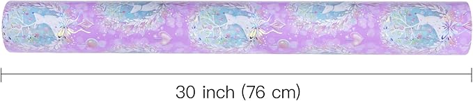 WRAPAHOLIC 30 Inch Jumbo Reversible Purple Christmas Wrapping Paper - 30 Inch x 100 Feet Jumbo Roll Purple Reindeer and Christmas Garland with with Metallic Foil Shine for Holiday, Party