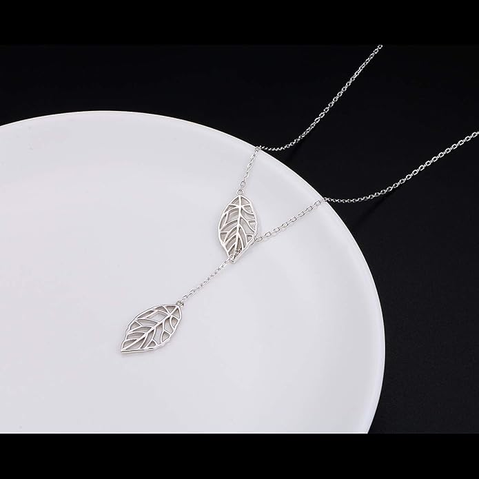 Long Necklace Sterling Silver Larait Bar Y Lariat Long Chain Drop Adjustable Necklace Gift for Her, 30"