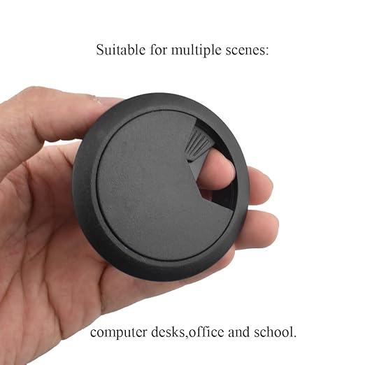 HAHIYO 2Pcs 2Inch/50mm Black ABS Plastic Sector-shaped Desk Grommet Wire Grommet Cable Management Cord Hole Cover Desk Wire Hole Insert Wire Organizer for Computer Office Home School Equipment Systems