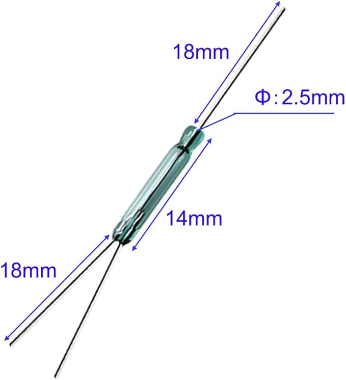 10pcs 4W 3 Pin Reed Switch Reed Contact Normally Open N/O N/C SPDT, Glass Reed Relay Magnetic Induction Switch (2.5mm x 14mm)