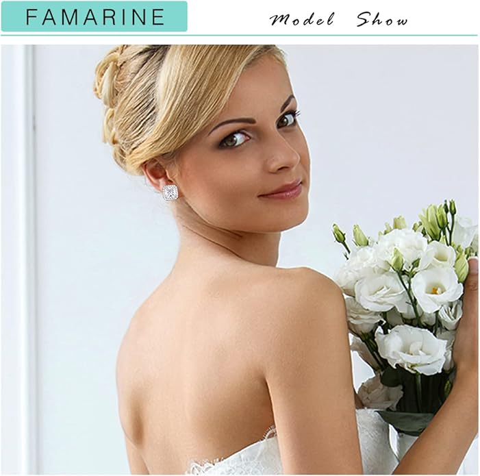 FAMARINE CZ Clip on Earrings for Women Clip Earring Non-pierced Earrings