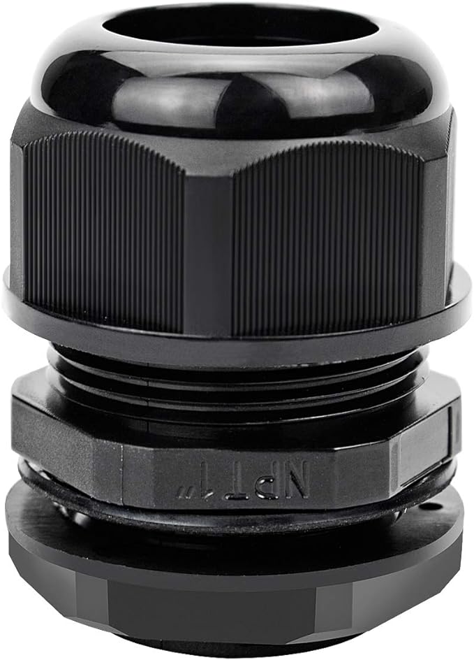 XHF 20 Pcs 1" IP68 Strain Relief Nylon Cord Grip Waterproof NPT Cable Glands Adjustable UL Listed and RoHS Compliant(Black)