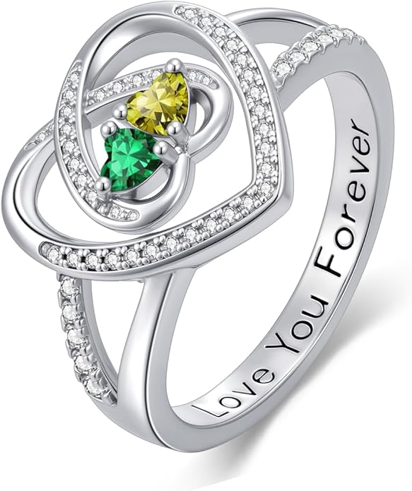 Valentine's Day Gifts for Women Birthstone Rings for Women Heart Statemet Engagement Eternity Wedding Promise Rings Jewelry Anniversary Christmas Valentine Mothers Day Birthday Gifts for Wife Her Girlfriend