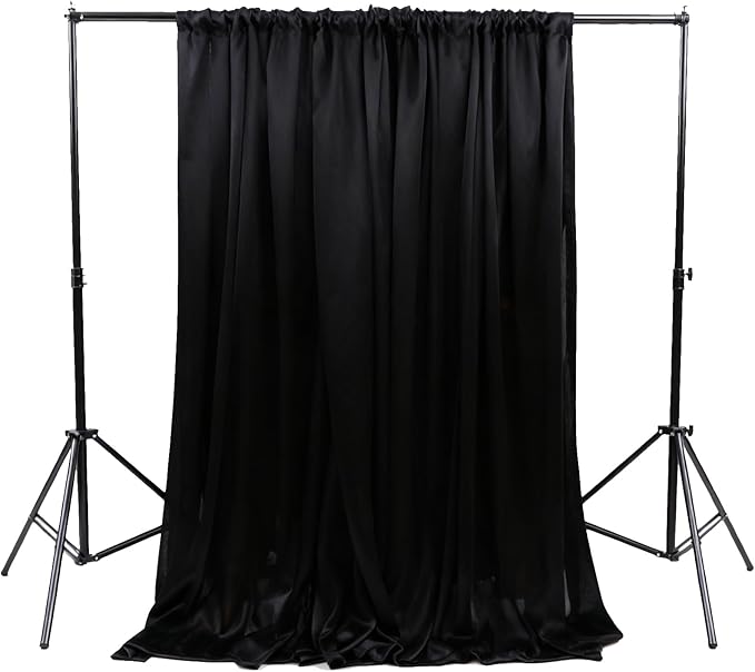 5x10FT Photo Stage Backdrop 2 Panels Curtains Drapes for Photography and Party (Black)