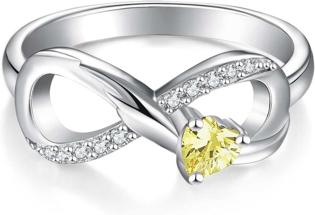 STARCHENIE Infinity Promise Ring 925 Sterling Silver Angel Wings Heart Ring for Women Size 5-10