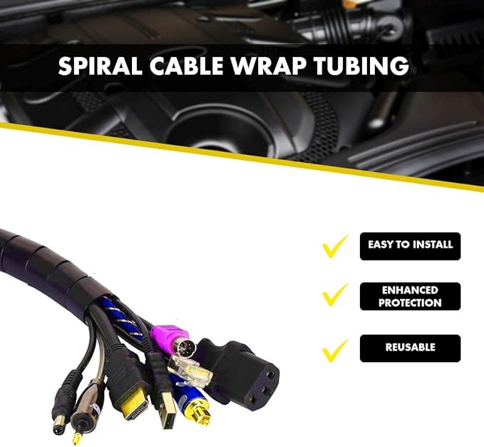 Kable Kontrol Vortex Spiral Cable Wrap - 3/4” Inch 100’ Feet Long - Hose Protector Flexible Polyethylene Wire Conduit Tubing Cable Sleeve Cord Cover to Organize Wires – Black
