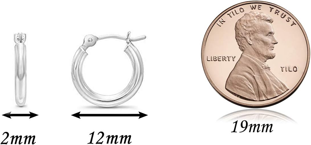 14k White Gold Classic Round Hoop Earrings