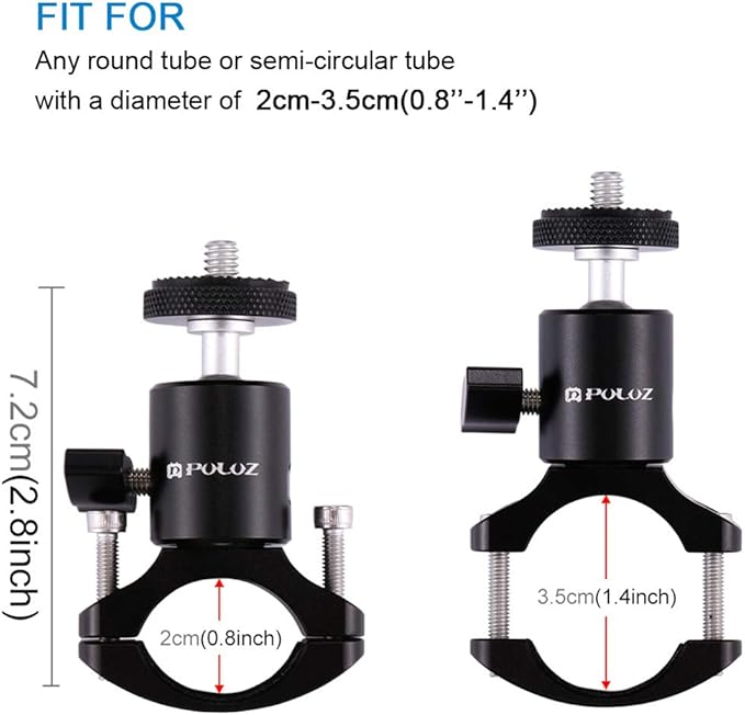 PULUZ Camera Handlebar Mount for Gopro Bike Motorcycle Mount, Aluminum Bicycle Camera Adapter Mount Holder for GoPro Hero 12/11/10/9/8/7 All Model/DJI OSMO Action Camera Accessories