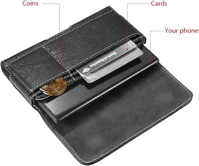 GW USA Holster for iPhone 17 16, 16 17 Pro 16e 15 15 Pro 14,14 Pro,13 Pro,13,12 Pro,12, Galaxy S25 S24 S23 Cell Phone Case Belt Clip Credit Card Holder Pouch (Fits Otterbox Commuter Case on) Black