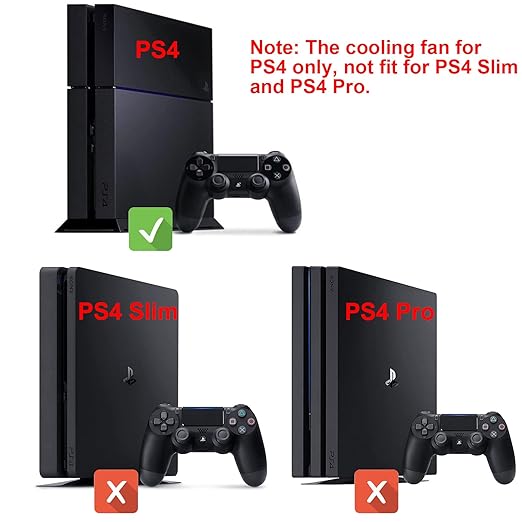 Linkhood Cooling Fan for PS4, USB External Cooler 5 Fan Turbo Temperature Control Cooling Fans for Sony PlayStation 4 Gaming Console (for PS4 ONLY)