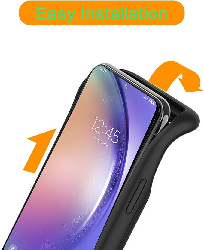 Battery Case for Galaxy A54,Enhanced [12000mAh]Ultra Thin Portable Protective Qi Wireless Charging Case Compatible with Galaxy A54 (6.4inch) Rechargeable Extended Battery Charger Case (Black)