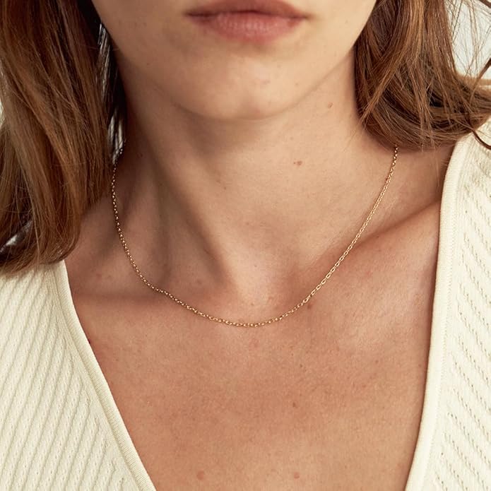 BEAYEG 14K Gold Chain Necklace for Women, Solid Chain Necklace, Hypoallergenic Durable Everyday Gold Jewelry Gift Ready (Length, 20inchs,Diameter1.6mm/1.8mm/2mm