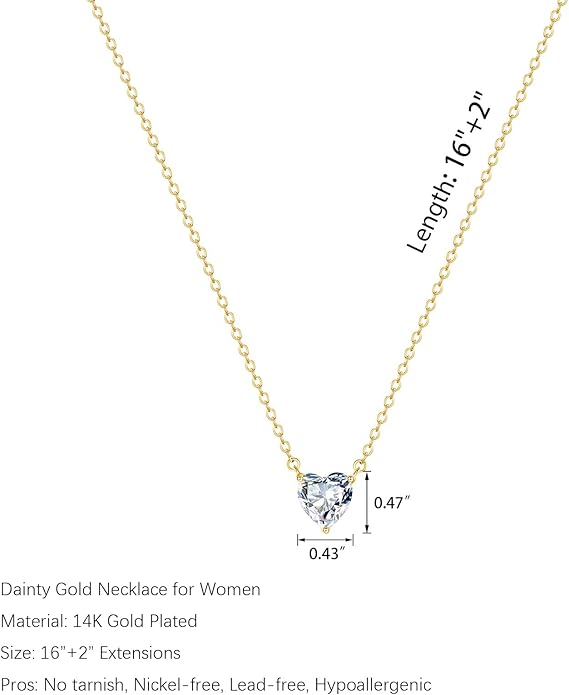 Diamond Pendant Necklace for Women, Dainty Gold Necklace 18k Gold Plated Paperclip Choker Necklaces Cute Open Oval Necklaces Simple Gold Necklace Jewelry Gifts for Women Trendy