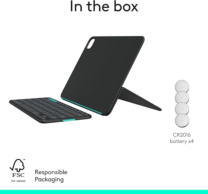 Logitech Flip Folio, Keyboard Case for iPad Pro 11-inch (M4) & iPad Air 11-inch (M2 & M3)(5th Gen - 2024) - Protective & Stowable Bluetooth Keyboard Case, Multi-Device - Midnight Black