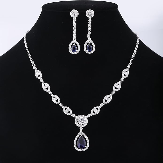 GULICX AAA Cubic Zirconia CZ Silver Plated Base Women's Party Jewelry Set Earrings Pendant Necklace