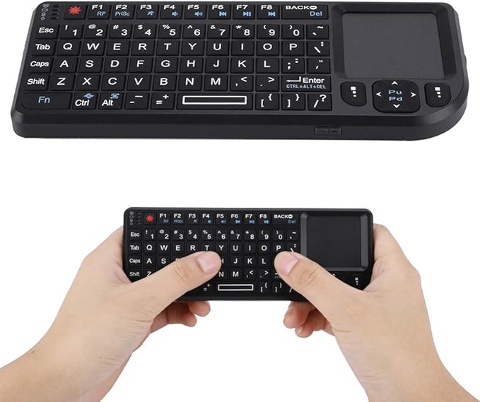2.4GHz Touchpad Keyboard,A8 Mini Rechargeable Ultra-Thin Mini USB Backlit Keyboard with IR Light for HTPC for PS3/4 for 360 and ONE(QWERTY Keypad)