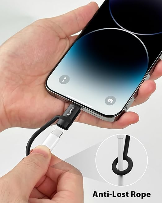 [MFi Certified] 36W USB C to Lightning Cable Adapter, Support Data Sync/PD Fast Charging Compatible with iPhone iPad AirPods, with Anti-Lost Holder - Black 3 Pack