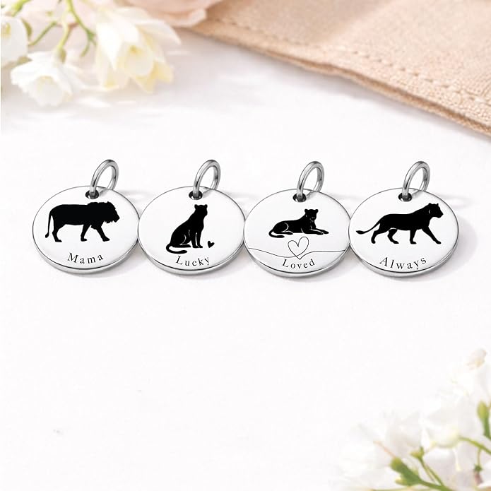 SM Design Mama Animal Charm Set – Set of 4 Stainless Steel Charms – Motherhood & Family Keepsake Jewelry Charmss