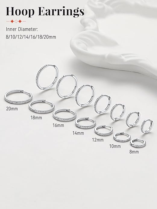 FaithHeart Sterling Silver Hoop Earrings for Women, Hypoallergenic Huggie Hoop Earrings Lightweight Small Cartilage Earrings Hoop Earring Dainty Everyday Earrings 6/8/10/12/14/15/16/18/20mm