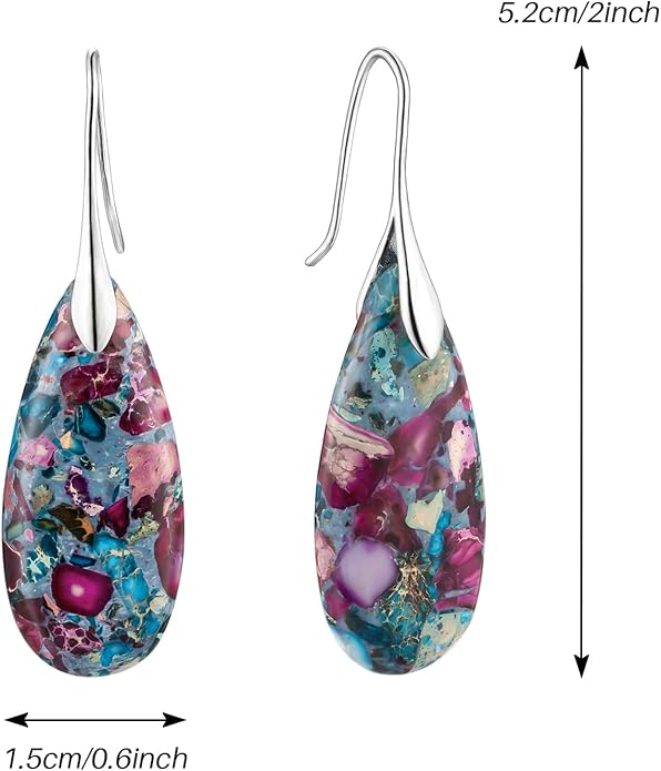 SELOVO Stone Fishhook Dangle Drop Earrings Statement Earrings for Women Stone