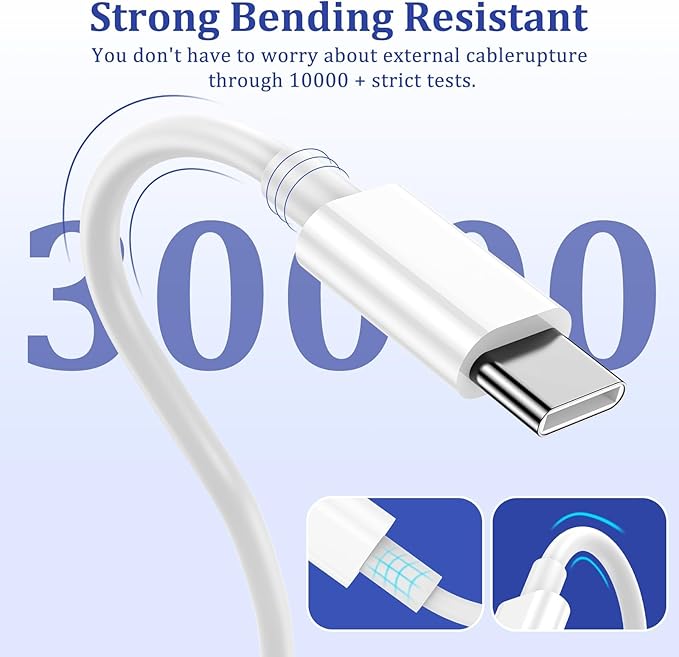 Long USB C Cable 10ft Fast Charging,3Pack 60W Type C to C 10 ft Charger Cord for Apple for iPhone 16/15/15 Pro/Plus/Pro Max,for MacBook Pro/Air,for IPad Air 4/5/Mini 6/Pro Charge 10 feet