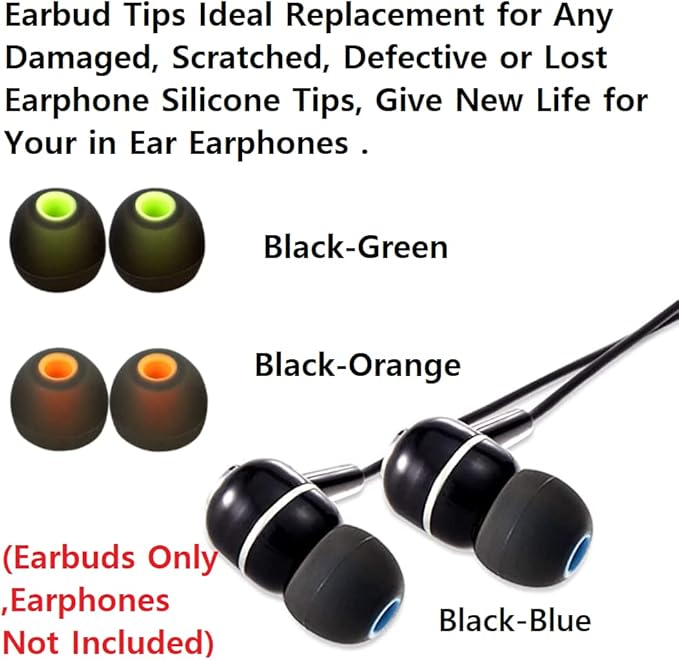 Earbud Silicone Ear Tips Replacement Earbuds Gels for Popular In-Ear Headphones Other Inner Hole 3.8mm - 5.1mm 9 Pairs S/M/L