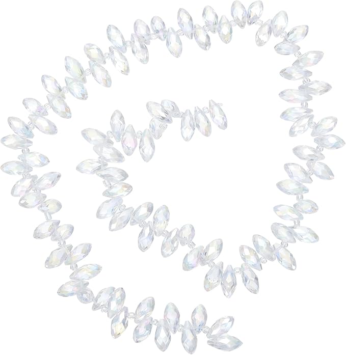 PATIKIL 2 Strands 180-190Pcs Teardrop Crystal Beads, 12x6mm Faceted Teardrop Briolette Horizontal Glass Beads Loose Bead for Bracelet Jewelry Making, Transparent