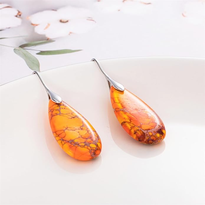 SELOVO Stone Fishhook Dangle Drop Earrings Statement Earrings for Women Stone