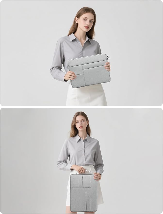 HYZUO 13.3-14 Inch Laptop Sleeve Bag for MacBook Pro 14 M5-M1, MacBook Air/Pro 13, 13.8-13 Surface Laptop/Book, Portable Notebook Case for 13" HP Dell Lenovo ThinkPad Asus Acer Samsung, Light Gray