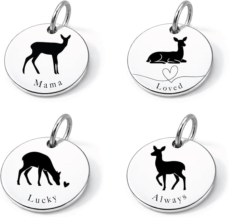 SM Design Mama Animal Charm Set – Set of 4 Stainless Steel Charms – Motherhood & Family Keepsake Jewelry Charmss