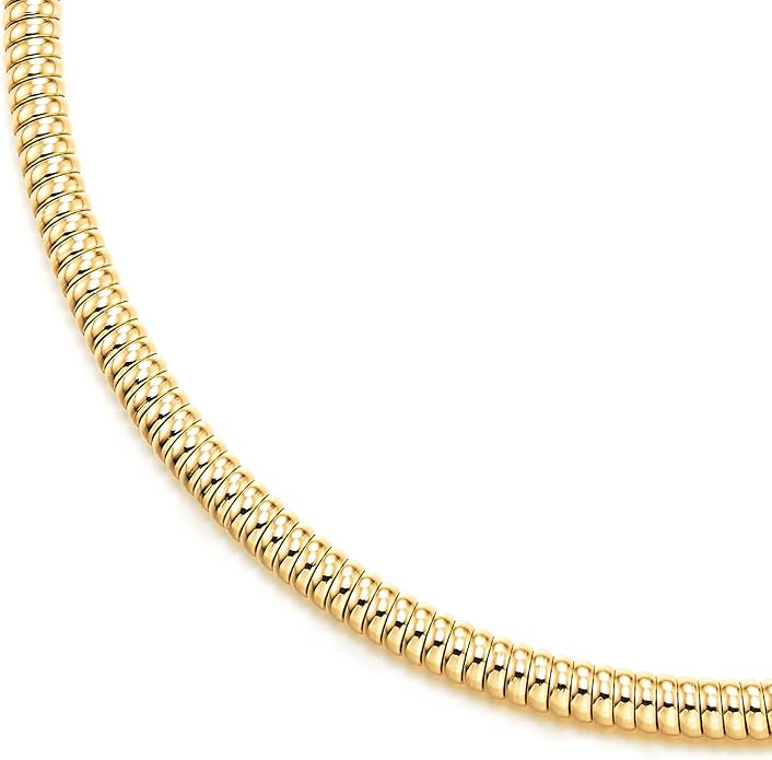 COOLSTEELANDBEYOND Gold Coil Choker Necklace for Women, Flexible Collar Design, Bold Minimalist Statement Jewelry
