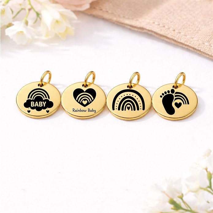 SM Design Pregnancy & New Baby Charm Set – Set of 4 Meaningful Stainless Steel Charms – Great for Crafting, Making Bracelets and Necklaces - Meaningful Keepsake Charms for Expecting & New Moms