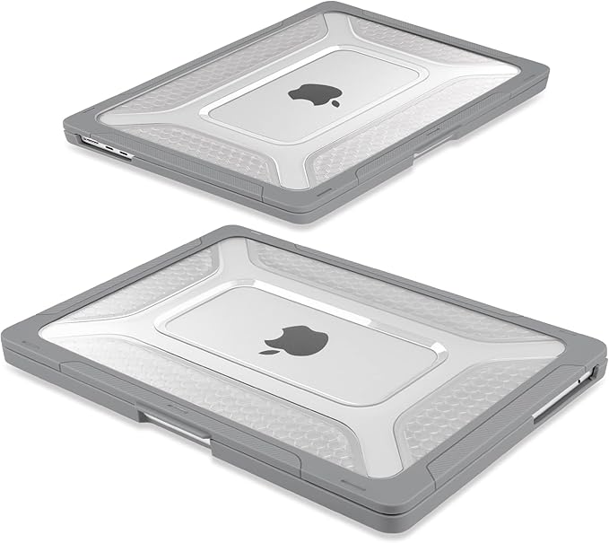 Batianda Case for New MacBook Air 13 inch 2025 M4 Chip 2024 2022 Release A3240 A3113 A2681 Model,Honeycomb Heavy Duty Protective Hard Shell with TPU Bumper Fold Kickstand & Keyboard Cover, Grey